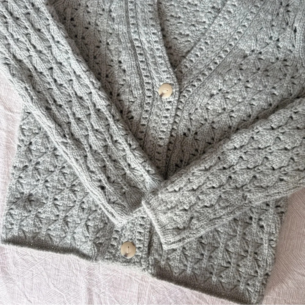 NWT Vince Cashmere Crochet Cardigan in Artichoke